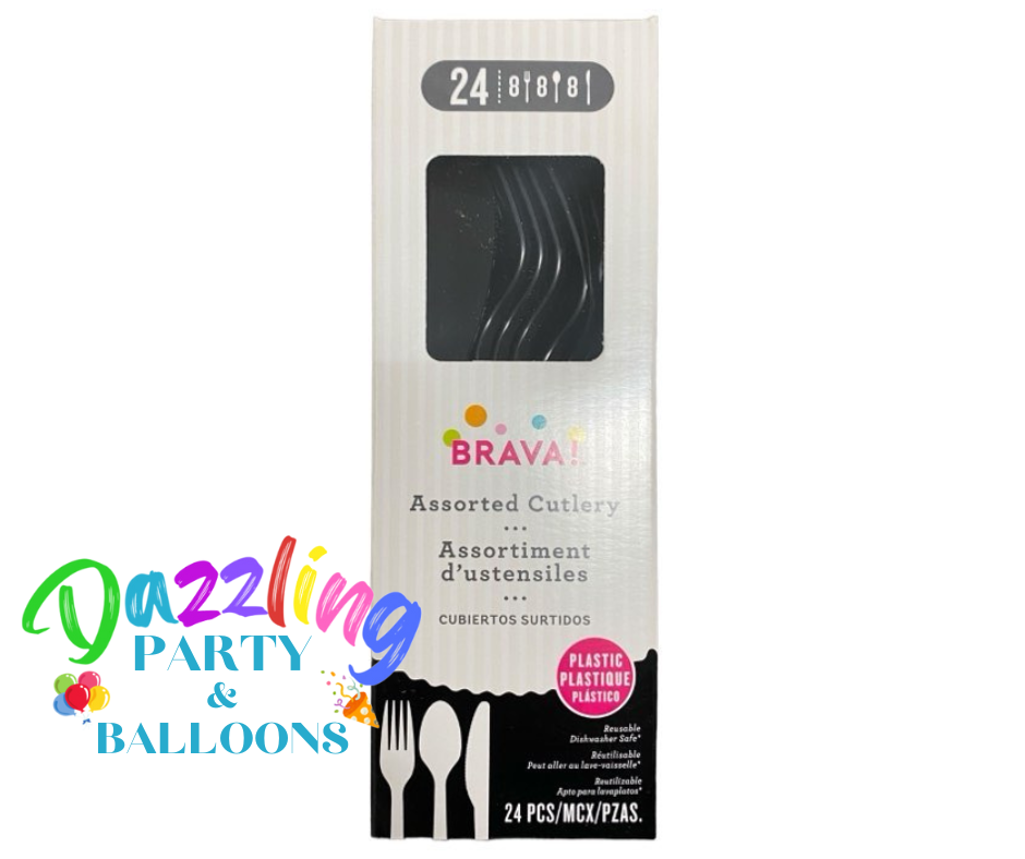 Reusable Plastic Cutlery Jet Midnight Black