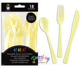 Cream Heavy Duty Plastic Cutlery 18 Pack
