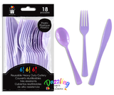 Lavender Heavy Duty Plastic Cutlery 18 Pack