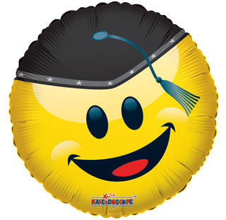 18" Emoji Smiley Face Graduation Foil Balloon