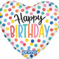 Prima 9" Happy Birthday Confetti Heart Self-Sealing Foil Balloon 6/PCS