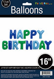 Happy Birthday 16" Air-Filled Letter Set Green Blue Balloon Banner