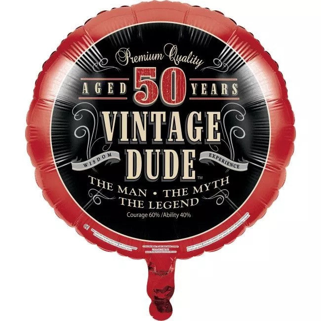 Vintage Dude 50th Birthday Foil Balloon 18" The Man Myth Legend Party Decoration