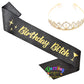 Birthday Bitch Black & Gold Glitter Tiara & Sash Set