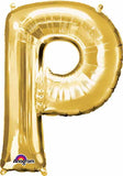 16" Air-Filled Letter "P" Shape Foil Balloon Gold