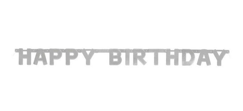 Happy Birthday Silver Deluxe Jointed Banner 4ft