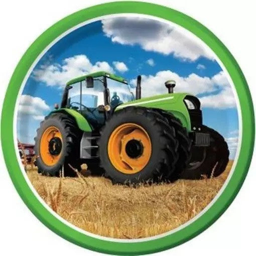 Tractor Time 9 Inch Paper Plates Farm Birthday Party Decoration 8/CT