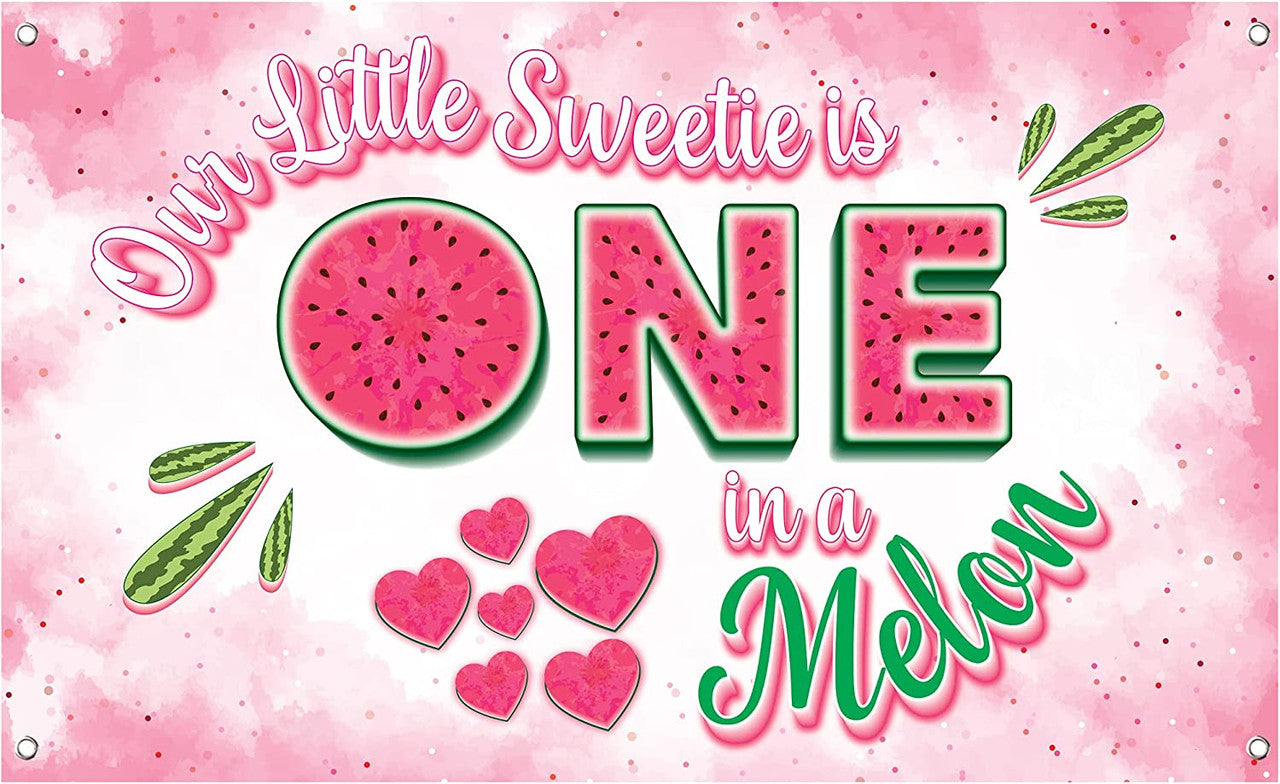 one in a melon party banner