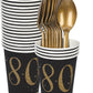 80th Black & Gold Paper Cups