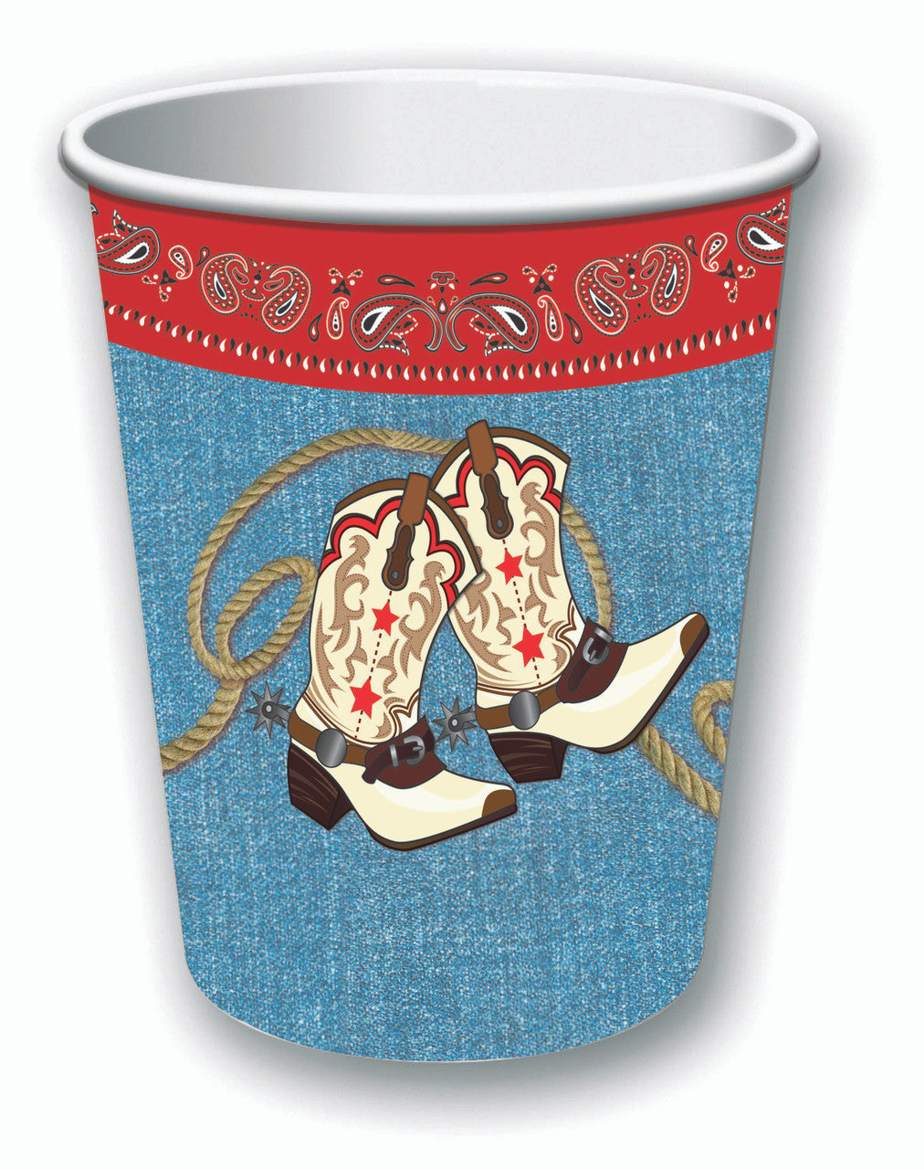 Way Out West Western Cowboy Beverage Cups Birthday Party Decor Tableware 8pc/pk