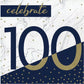 Navy & Gold Milestone 100th Birthday Lunch Napkins Paper 6.5" x 6.5" 16/CT