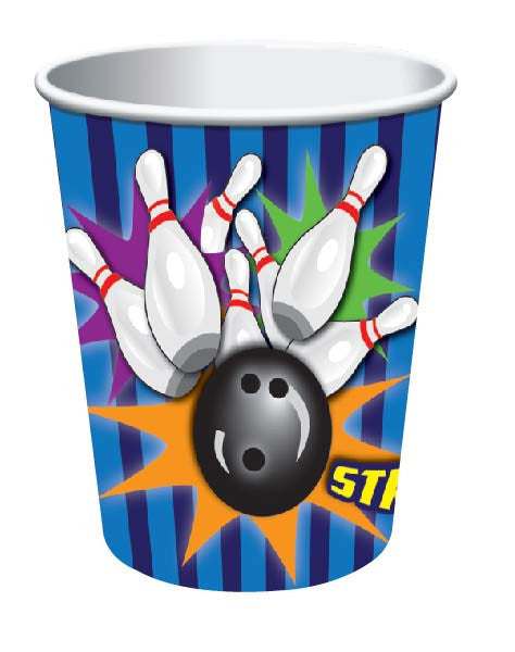 Retro Bowling Beverage 9oz Paper Cups Birthday Party Decor Tableware 8pcs/pk