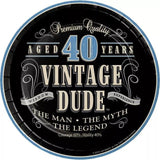 Vintage Dude 40th Birthday 7" Paper Plates The Man Myth Legend 8/CT