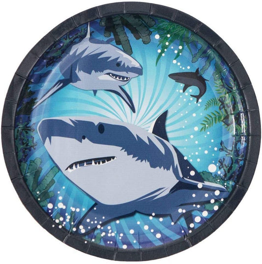 Circling Sharks Nautical 7" Cake Plates Birthday Party Decor Tableware 8pcs/pk