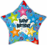 Happy Birthday Bright Stars on Stars 18"Foil Balloon