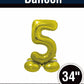34" Gold Standing Number 5 Balloon Air-Fill ONLY