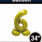 34" Gold Standing Number 6 Balloon Air-Fill ONLY