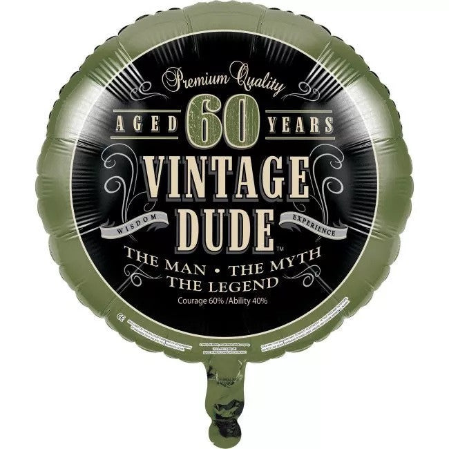 Vintage Dude 60th Birthday Foil Balloon 18" The Man Myth Legend Party Decoration