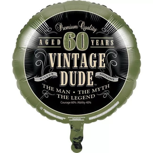 Vintage Dude 60th Birthday Foil Balloon 18" The Man Myth Legend Party Decoration