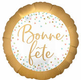 Bonne Fete Confetti & Gold 18" Round Foil Balloon