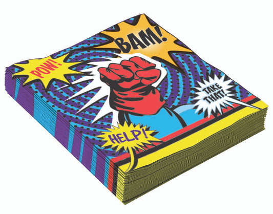 Superhero Comic Luncheon Napkins Birthday Party Decor Tableware 16pc/pk