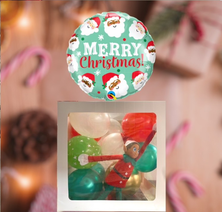Elf on the shelf in a box foil balloon