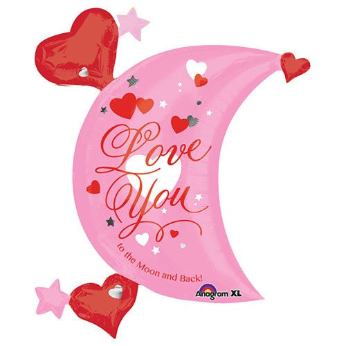 27" x 32" I Love You To the Moon Supershape Foil Balloon Party Decor