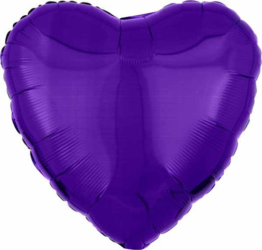 18" Heart Shaped Metallic Purple Foil Balloon