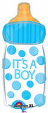 It's  Boy Baby Bottle Balloon Blue Polka Dots