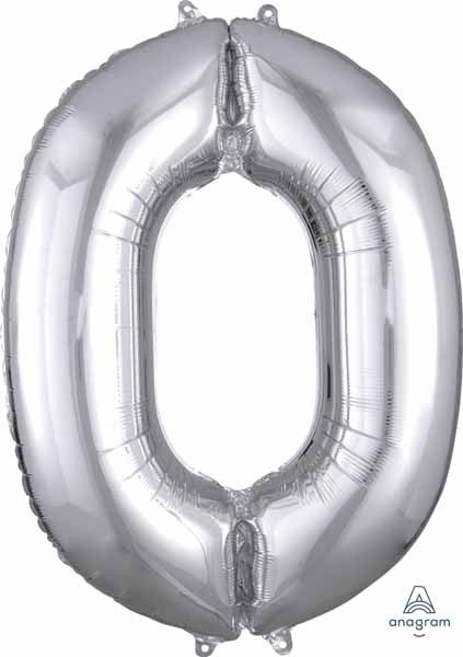 Number 0 Balloon in Silver