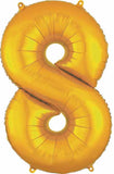 34" Gold Number 8 Supershape Decorative Foil Balloon