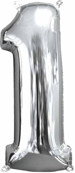 Number 1 Balloon in Silver