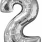 Number 2 Balloon in Silver