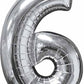 Number 6 Balloon in Silver