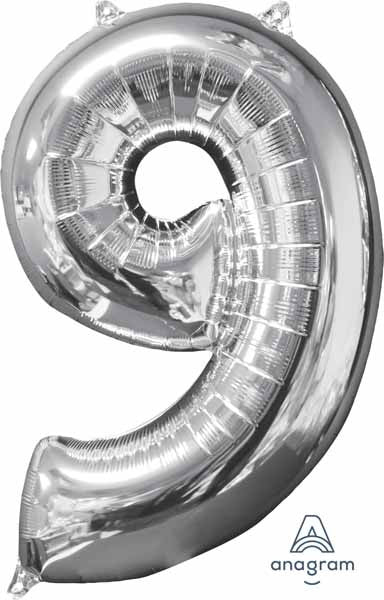 Number 9 Balloon in Silver