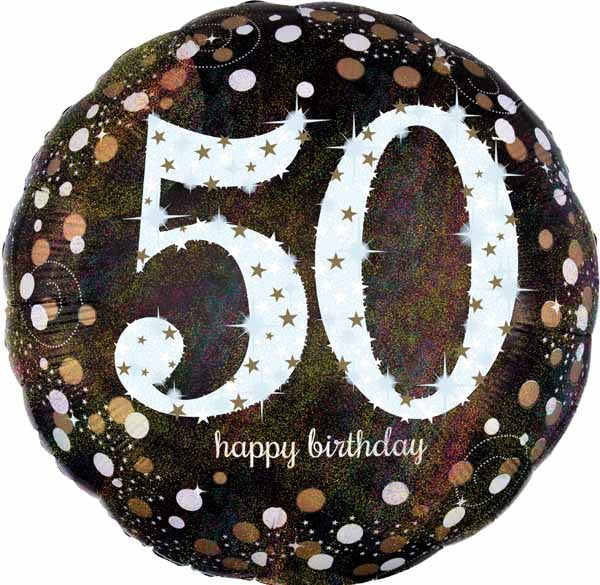 Anagram 28" Jumbo Sparkling Holographic 50 Happy Birthday Foil Balloon