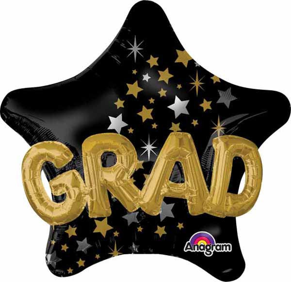 Jumbo Congrats Grad Star Gold Graduation Foil Balloon Graduate