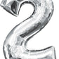 16" Air-Filled No. 2 Shape Foil Balloon Decoration Silver
