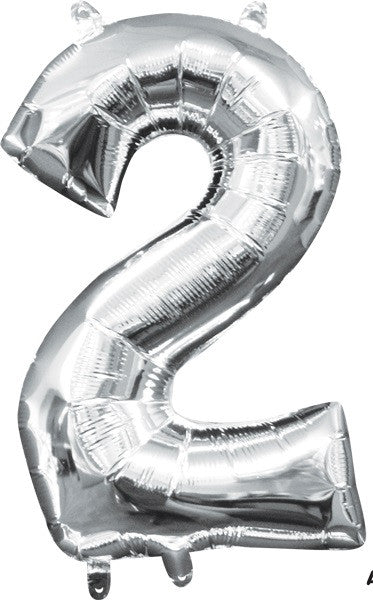 16" Air-Filled No. 2 Shape Foil Balloon Decoration Silver