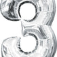 16" Air-Filled No. 3 Shape Foil Balloon Decoration Silver