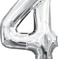 16" Air-Filled No. 4 Shape Foil Balloon Decoration Silver