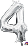 16" Air-Filled No. 4 Shape Foil Balloon Decoration Silver