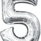 16" Air-Filled No. 5 Shape Foil Balloon Decoration Silver