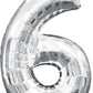 16" Air-Filled No. 6 Shape Foil Balloon Decoration Silver