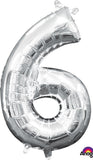 16" Air-Filled No. 6 Shape Foil Balloon Decoration Silver