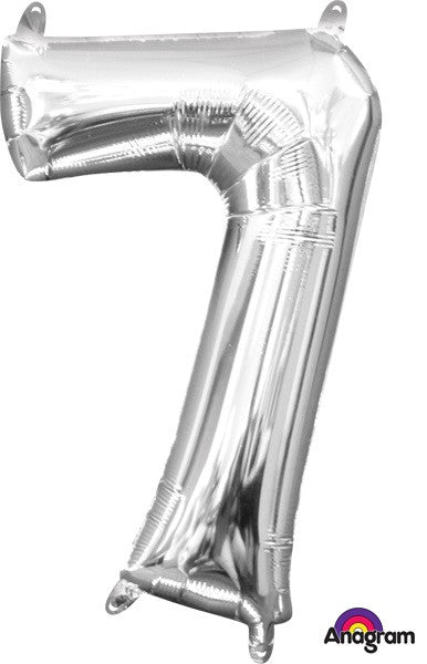 16" Air-Filled No. 7 Shape Foil Balloon Decoration Silver