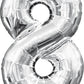 16" Air-Filled No. 8 Shape Foil Balloon Decoration Silver