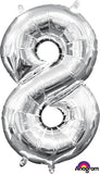 16" Air-Filled No. 8 Shape Foil Balloon Decoration Silver