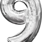 16" Air-Filled No. 9 Shape Foil Balloon Decoration Silver