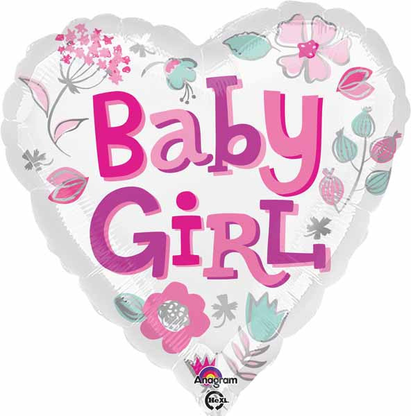 Baby Girl Heart Shaped Foil Balloon